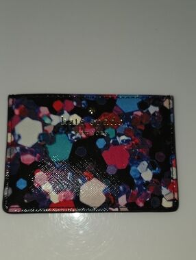 kate spade Black Multicolor Confetti Card Holder